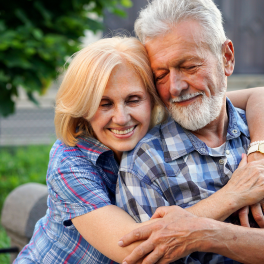 Happy Older Couple Embracing