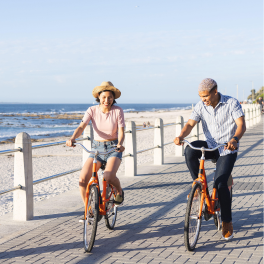 Couple Riding Bikes Together