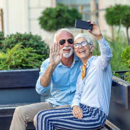 Couple Taking A Selfie Outside